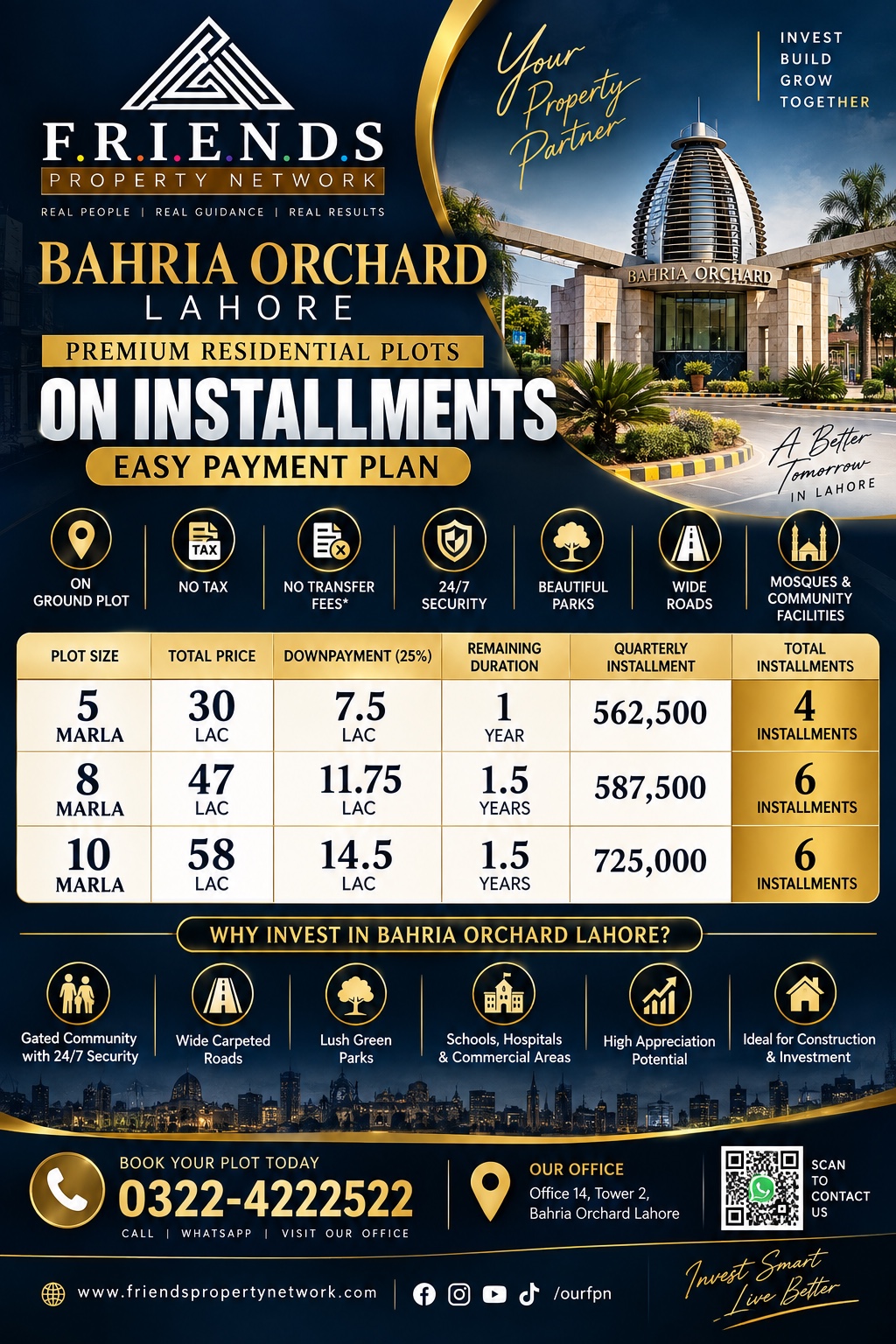 Bahria Orchard Lahore Plots on Instalments – New 5, 8 & 10 Marla Deal 2026 — Friends Property Network