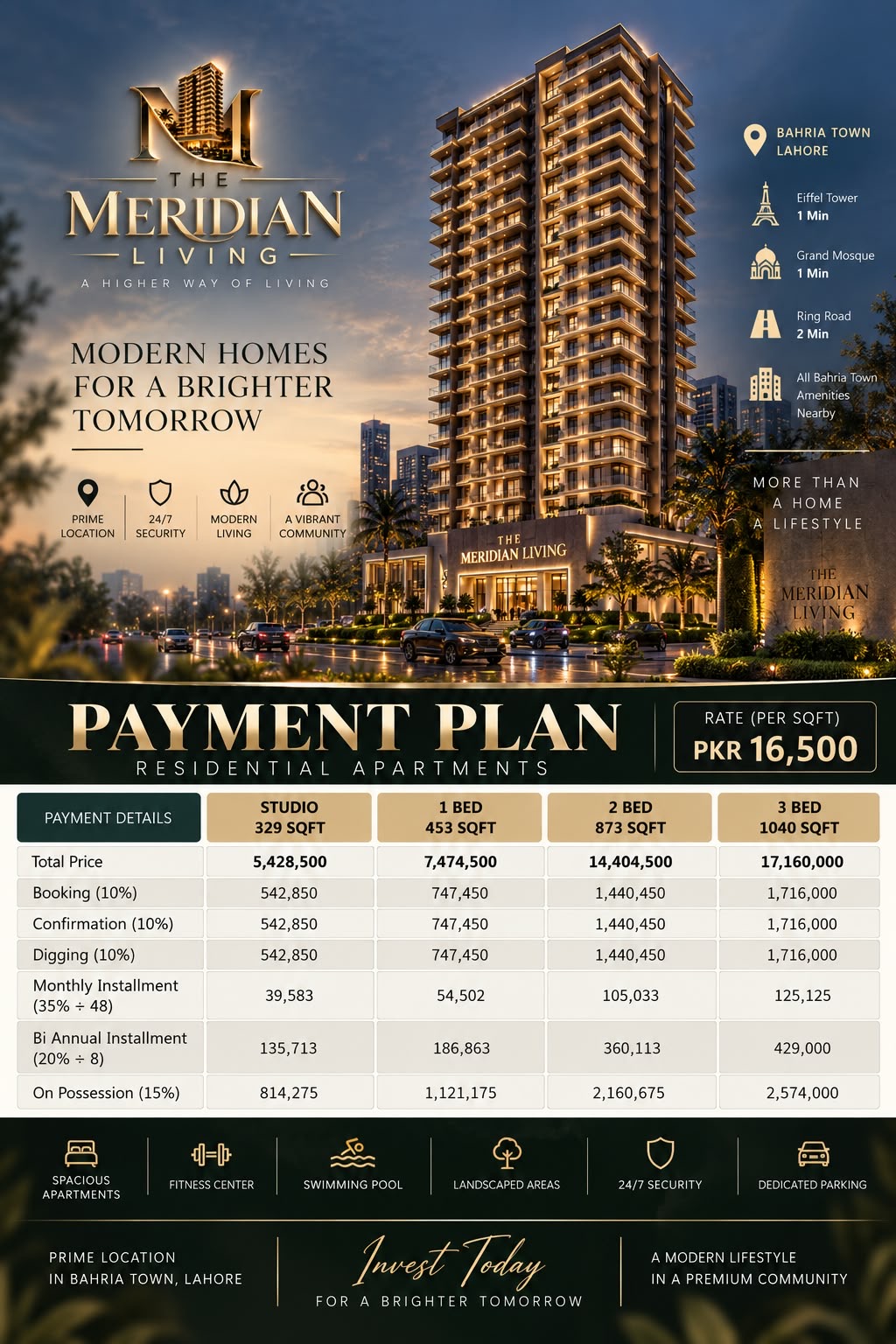 Meridian Living original apartment payment-plan poster